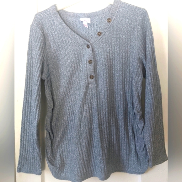 Isabel Maternity V Neck Long Sleeve Top - Picture 1 of 7